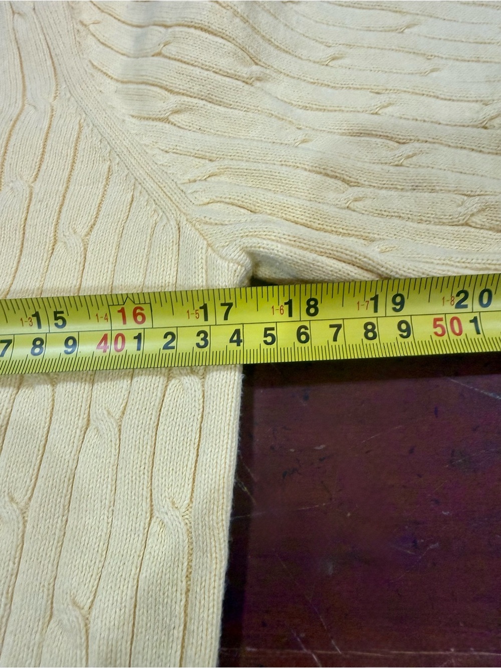 IZOD 100% Cotton Pastel Yellow Preppy Cable Knit Sweater Large - Picture 8 of 10